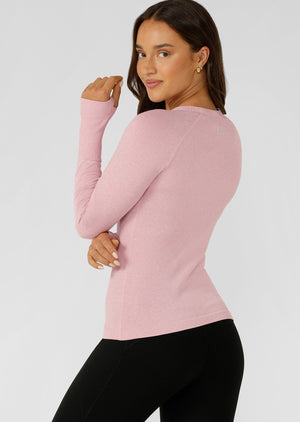 Lorna Jane Tempo Seamless Long Sleeve Top - Dusty Rose Marl