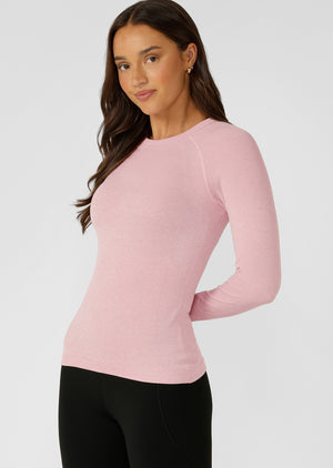 Lorna Jane Tempo Seamless Long Sleeve Top - Dusty Rose Marl