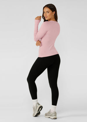 Lorna Jane Tempo Seamless Long Sleeve Top - Dusty Rose Marl