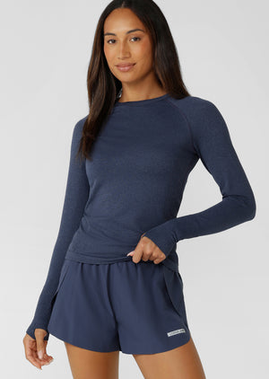 Lorna Jane Tempo Seamless Long Sleeve Top - Platinum Navy Marl