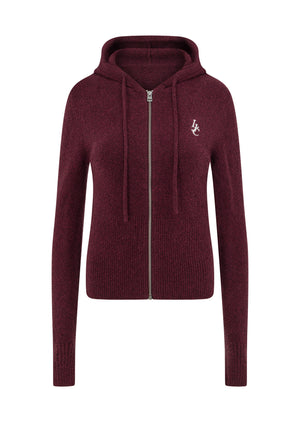 Lorna Jane Luxe Lounge Knit Hoodie - Cranberry Marl