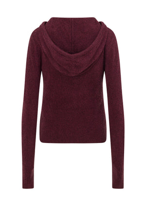 Lorna Jane Luxe Lounge Knit Hoodie - Cranberry Marl