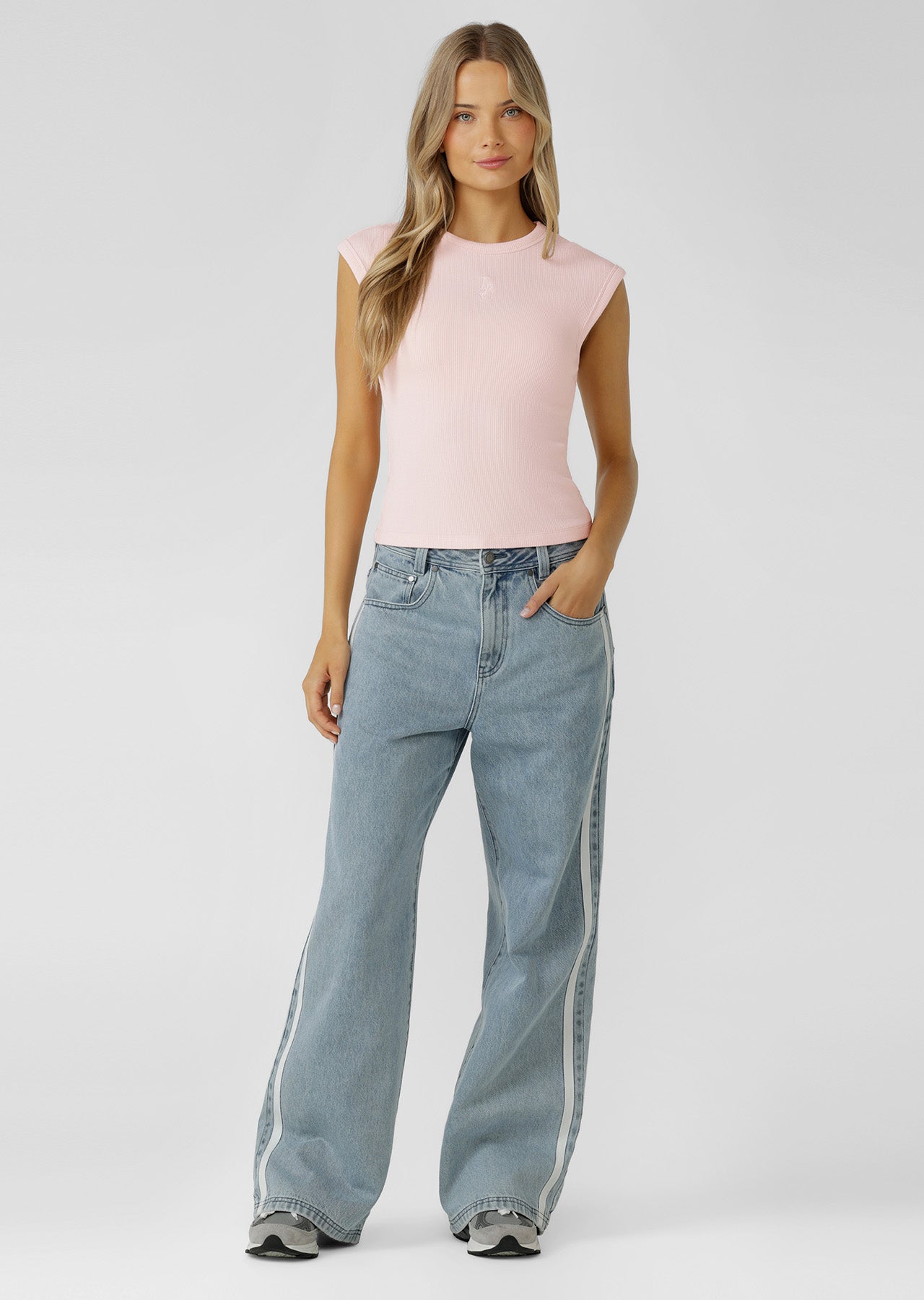 Lorna Jane Paradise Rib Top - Pale Peony