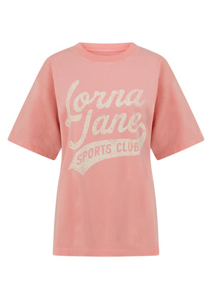 Lorna Jane Sports Club Washed Boyfriend T-Shirt - Washed Wisteria Pink