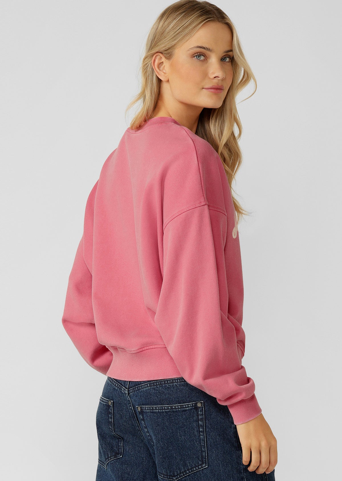 Lorna Jane Sports Club Washed Sweat - Washed Dark Pink Grapefruit
