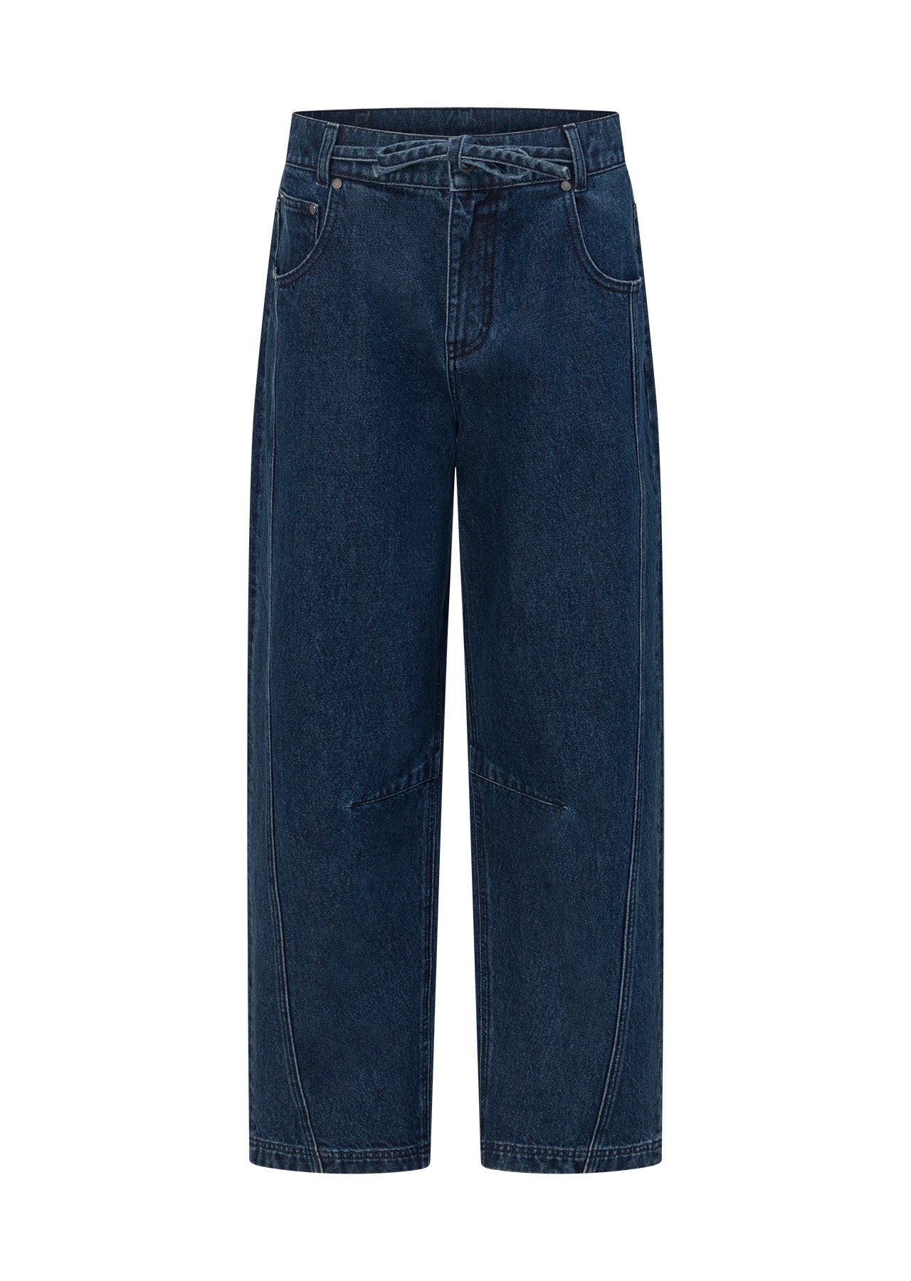 Lorna Jane Off Duty Midrise Barrel Jeans - Dark Blue Washed Denim