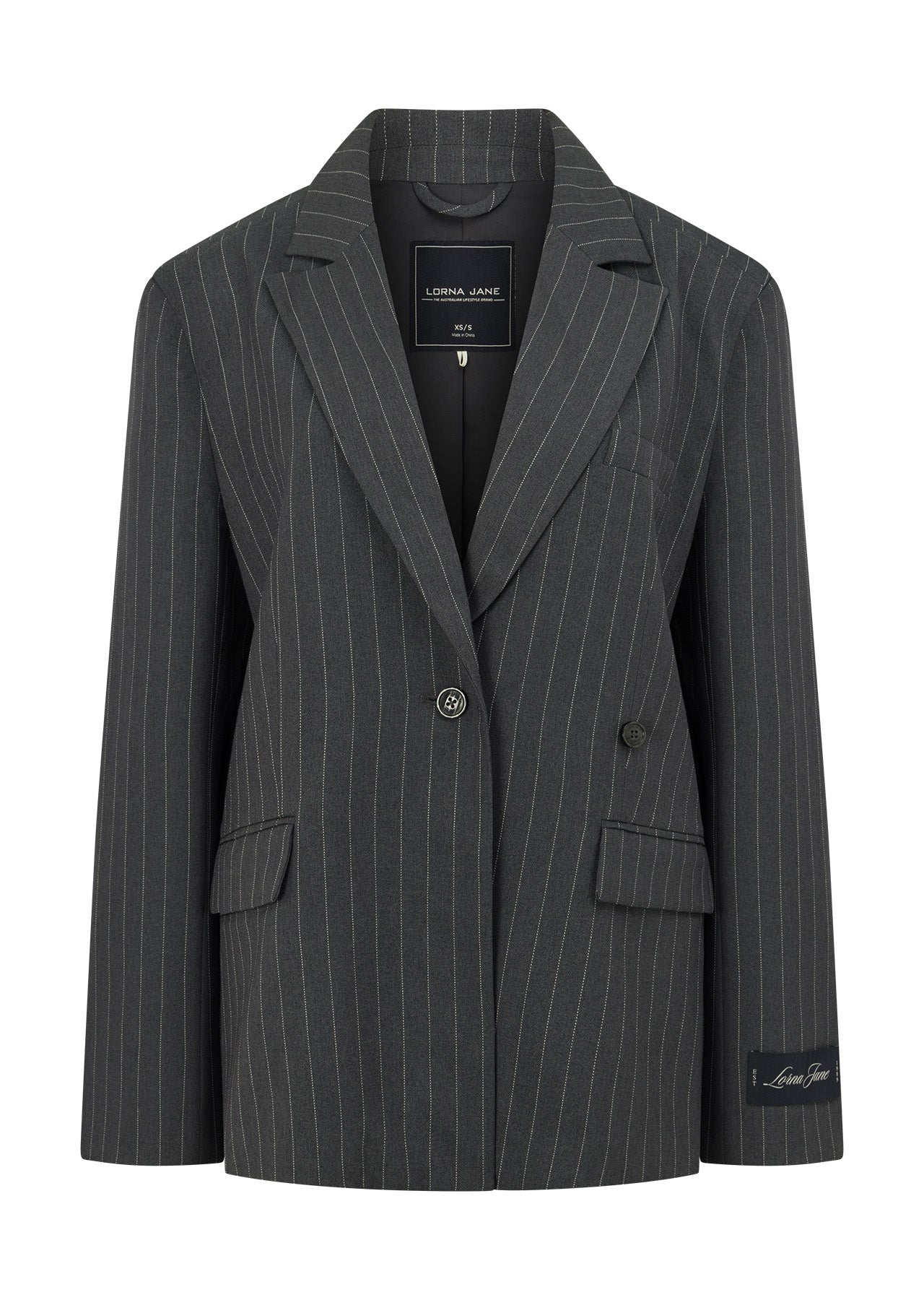 Lorna Jane Effortless Blazer - Titanium Pinstripe