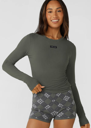 Lorna Jane Motion Long Sleeve Rib Top - Agave Green
