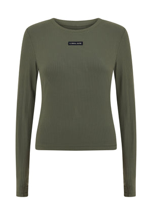 Lorna Jane Motion Long Sleeve Rib Top - Agave Green