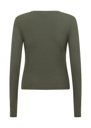 Lorna Jane Motion Long Sleeve Rib Top - Agave Green