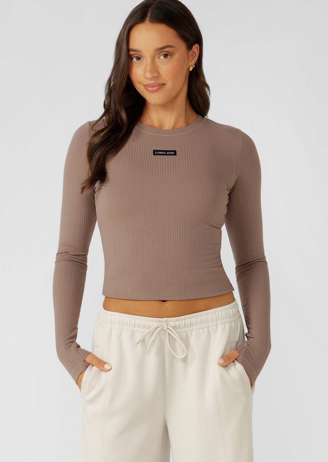 Lorna Jane Motion Long Sleeve Rib Top - Cedar