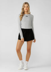 Lorna Jane Motion Long Sleeve Rib Top - Grey Marl