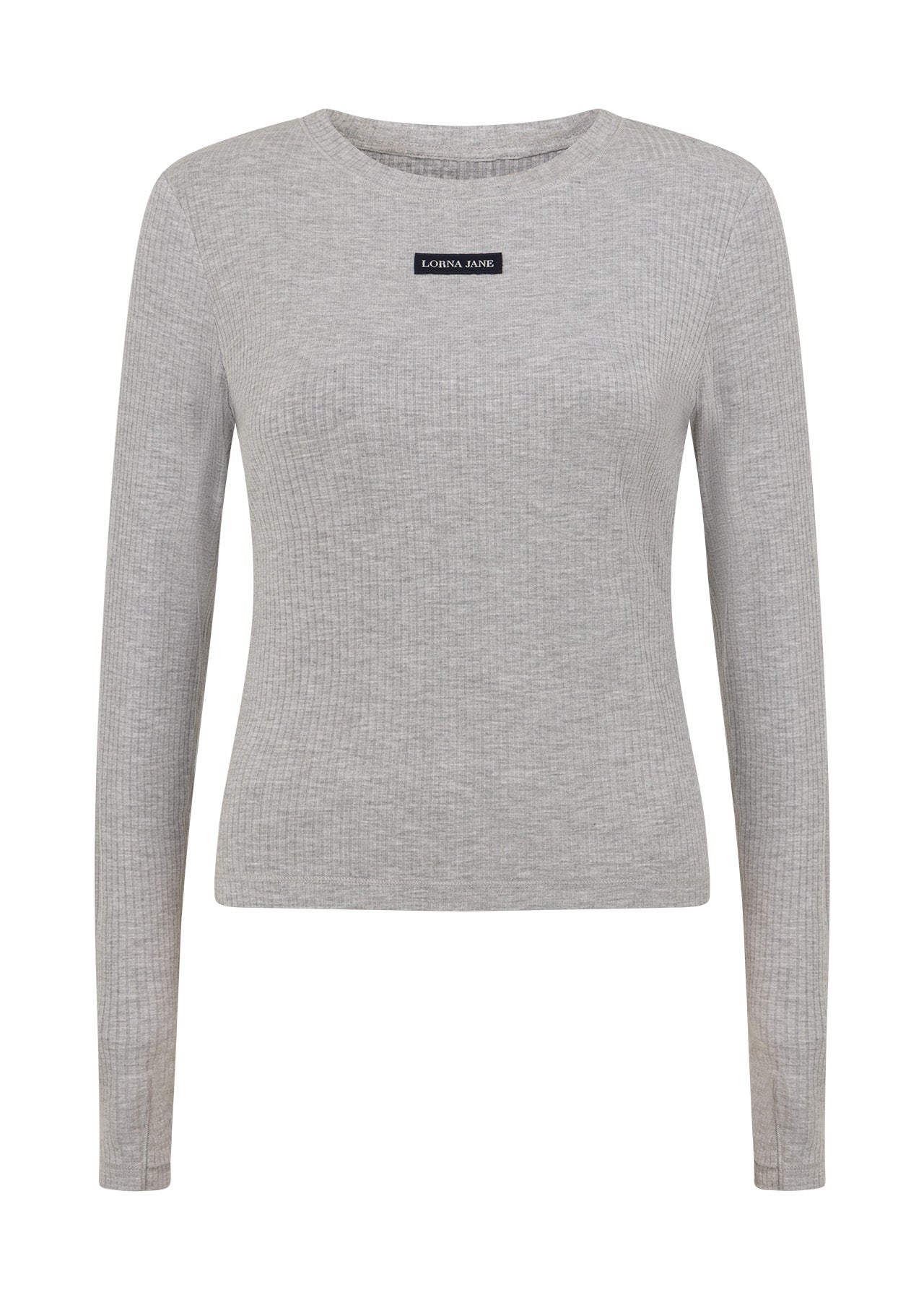 Lorna Jane Motion Long Sleeve Rib Top - Grey Marl