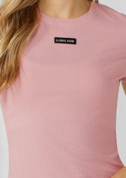 Lorna Jane Everyday Comfort Slim Rib T-Shirt - Dusty Rose