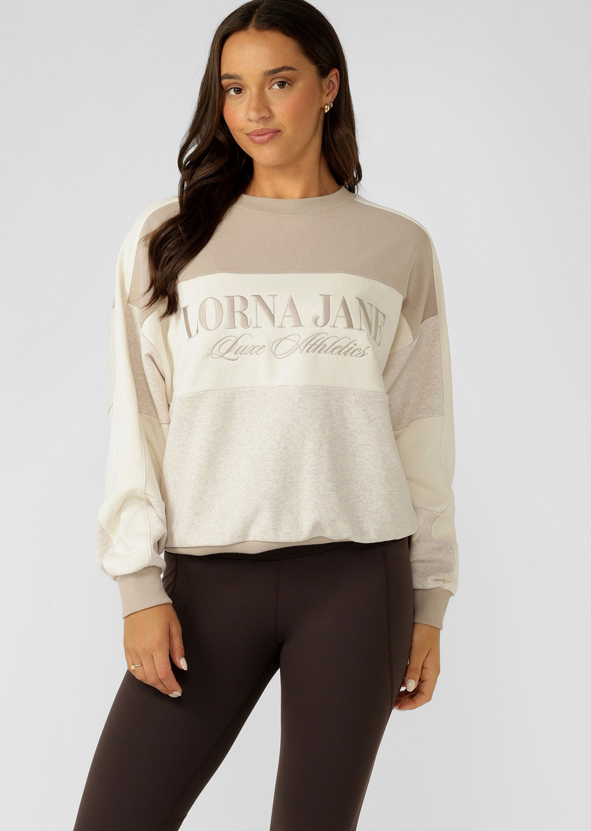 Lorna Jane Lorna Luxe Panelled Sweat - Latte Multi