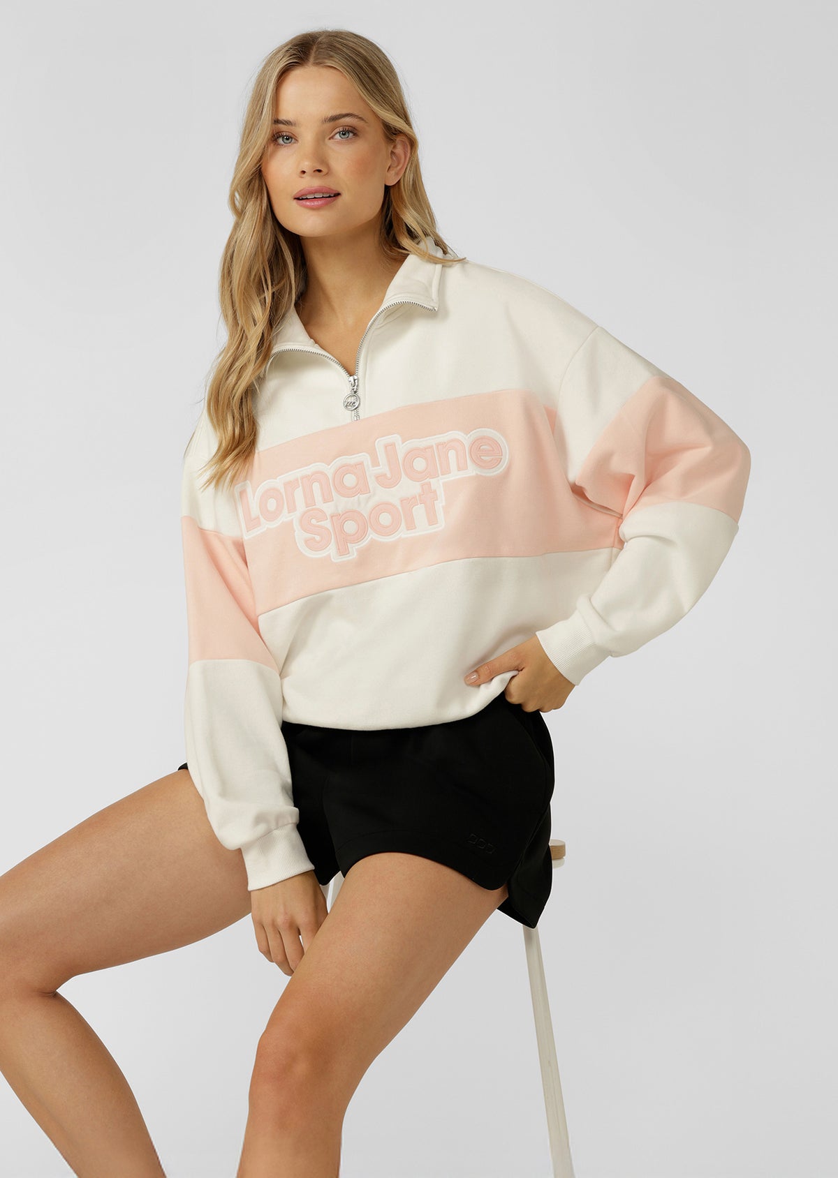 Lorna Jane Sports Quarter Zip Sweat - Porcelain