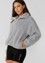Lorna Jane Everyday Teddy Quarter Zip Sweat - Concrete Grey