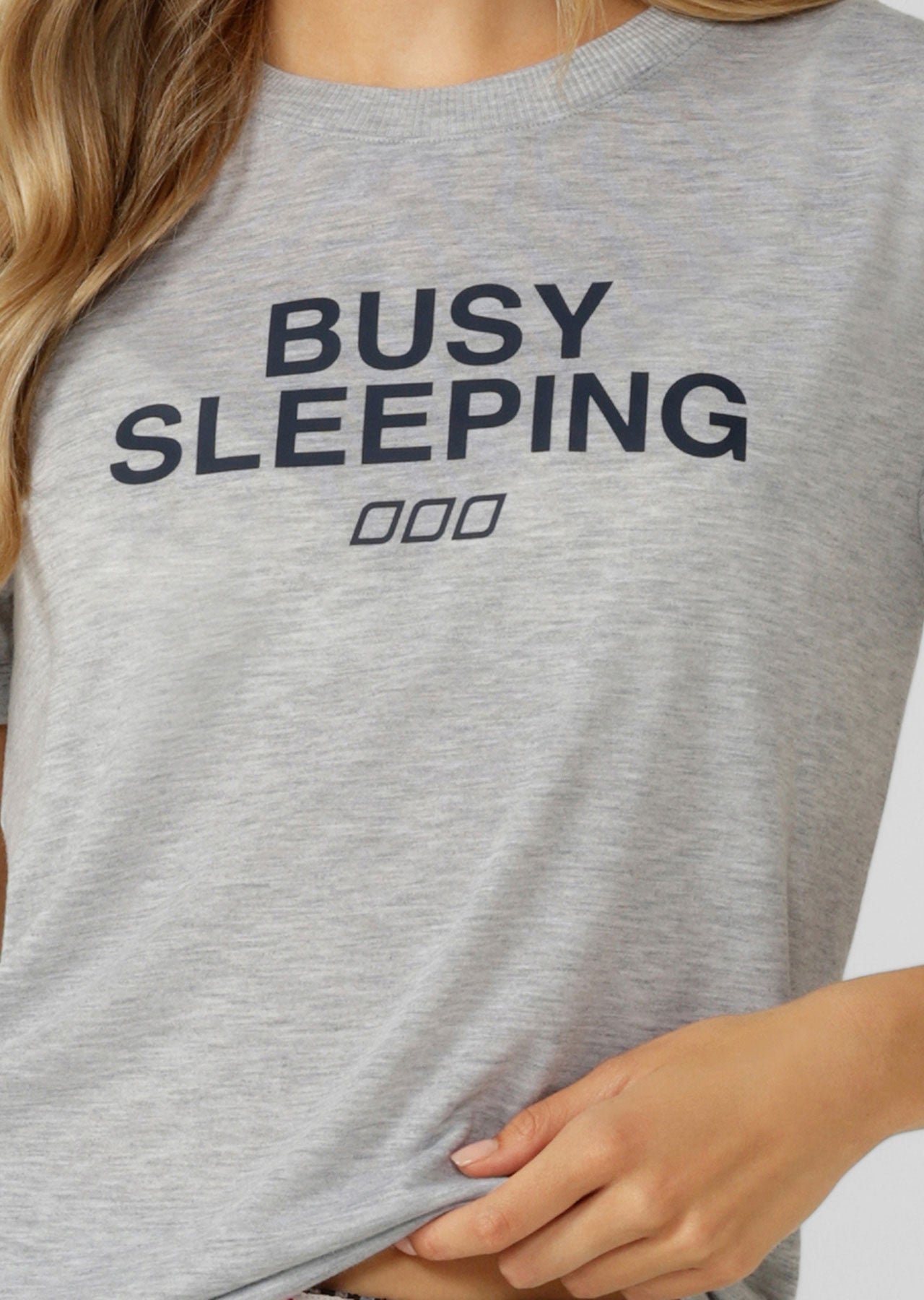 Lorna Jane Busy Sleeping T-Shirt - Grey Marl
