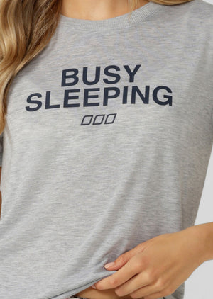 Lorna Jane Busy Sleeping T-Shirt - Grey Marl