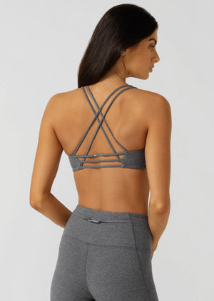 Lorna Jane Divine Rib All Day Sports Bra - Midnight Blue Marl