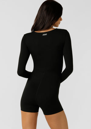 Lorna Jane Effortless Active Long Sleeve 10cm Bodysuit - Black