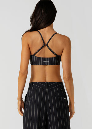 Lorna Jane Pinstripe Sports Bra - Midnight Blue Pinstripe