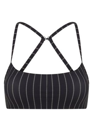 Lorna Jane Pinstripe Sports Bra - Midnight Blue Pinstripe