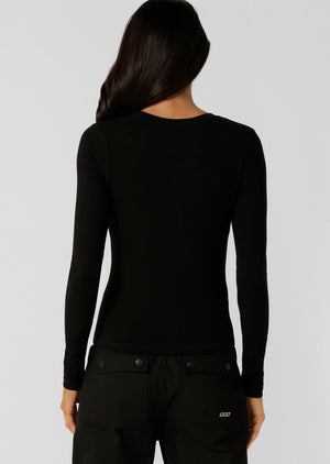 Lorna Jane Movement Long Sleeve Rib Top - Black