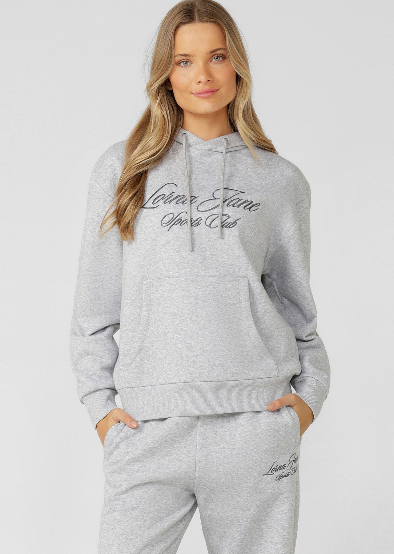 Lorna Jane Sports Club Fleece Hoodie - Grey Marl