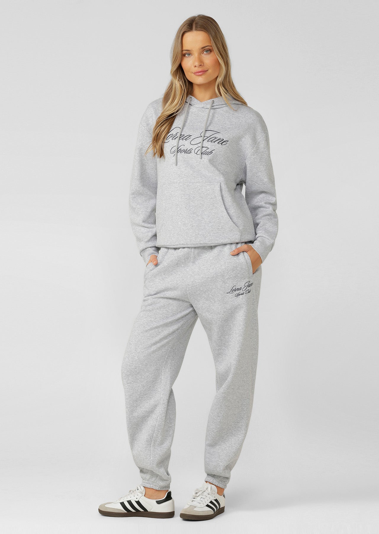 Lorna Jane Sports Club Fleece Hoodie - Grey Marl