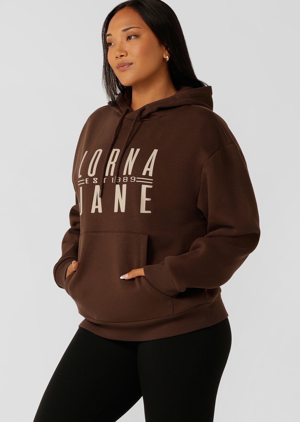 Lorna Jane Lounge Fleece Hoodie - Espresso