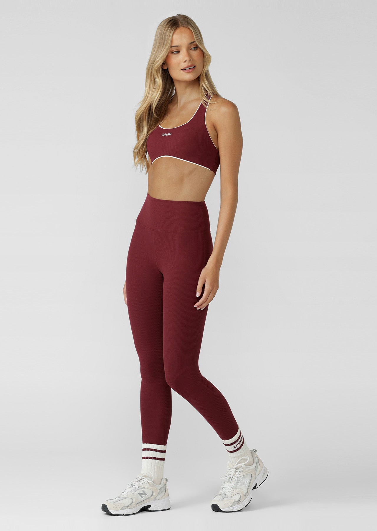 Lorna Jane Irresistible Rib High Support Sports Bra - Cranberry