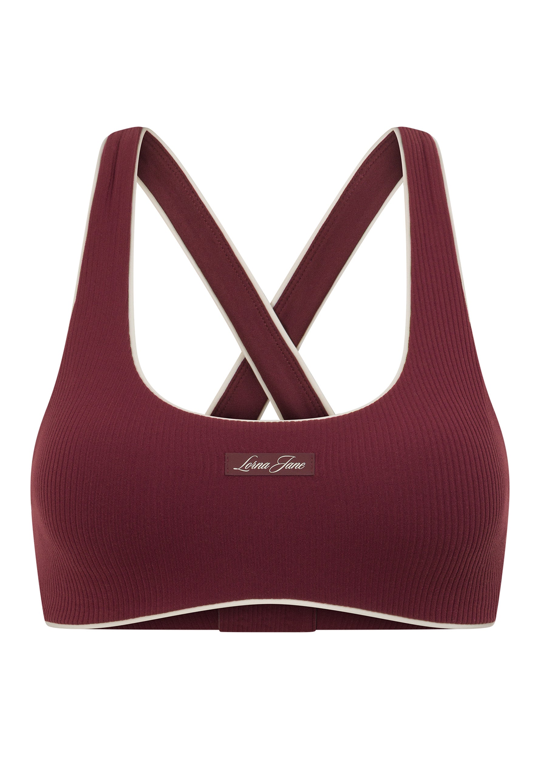 Lorna Jane Irresistible Rib High Support Sports Bra - Cranberry