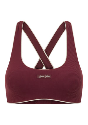 Lorna Jane Irresistible Rib High Support Sports Bra - Cranberry