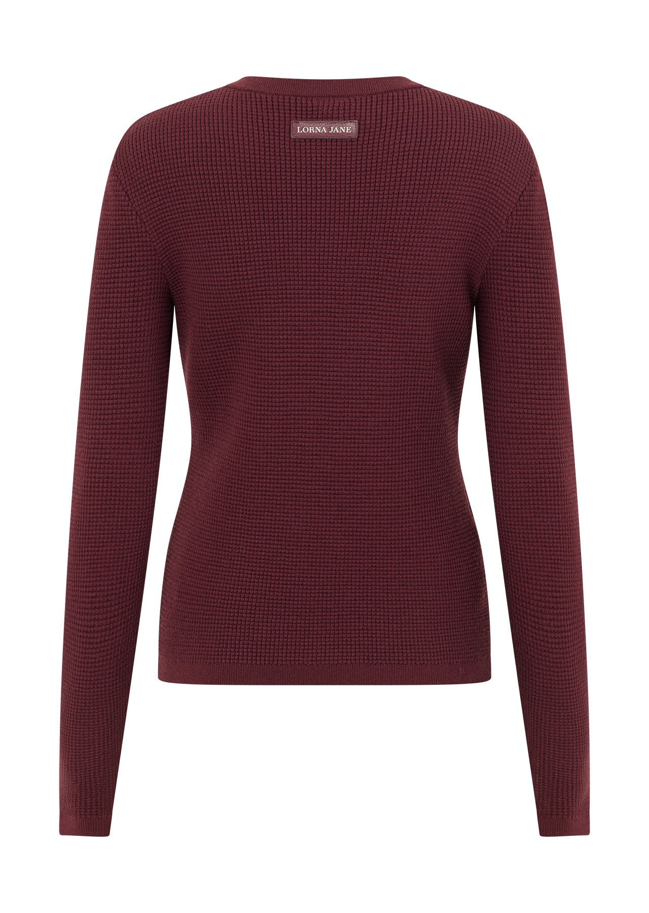 Lorna Jane Take It Easy Waffle Knit Long Sleeve Top - Cranberry