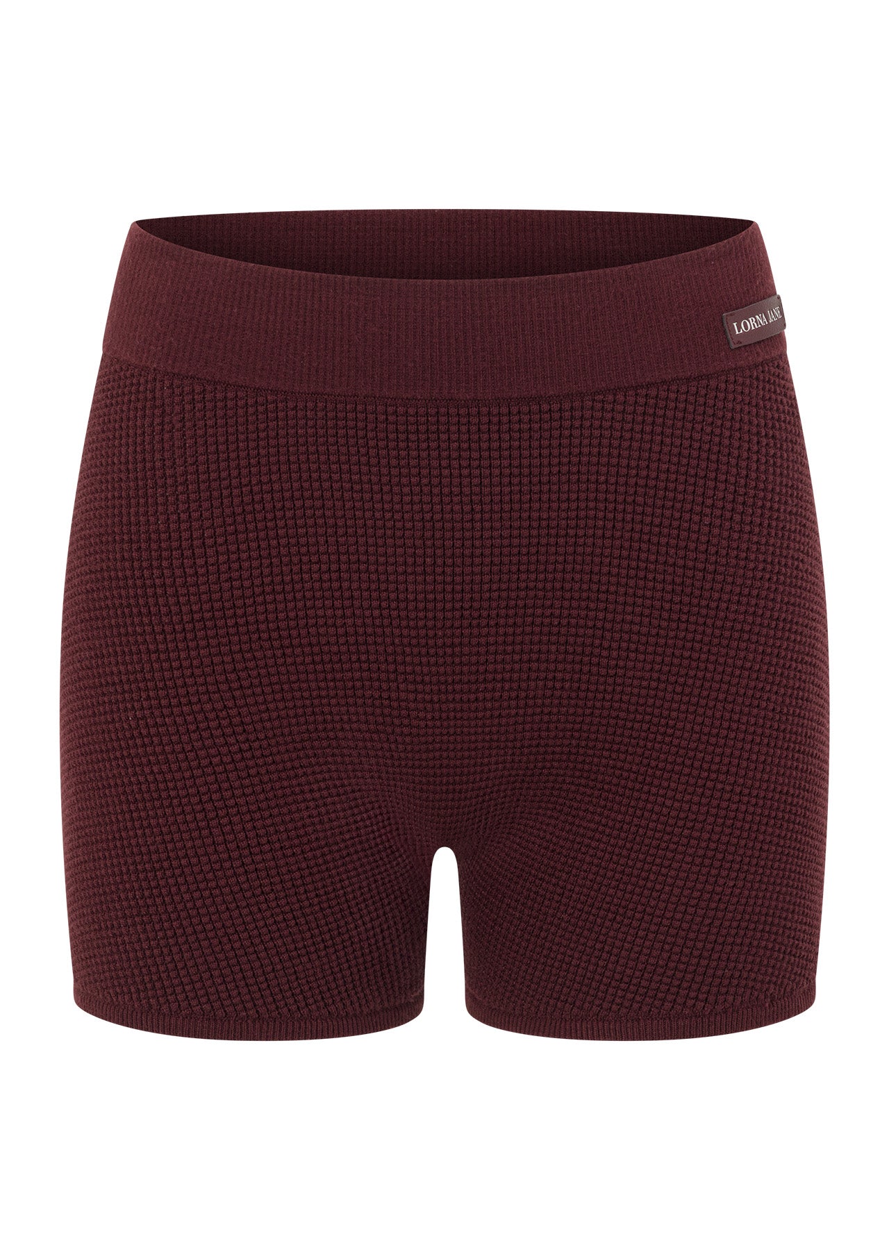 Lorna Jane Take It Easy Waffle Knit 7cm Cheeky Shorts - Cranberry