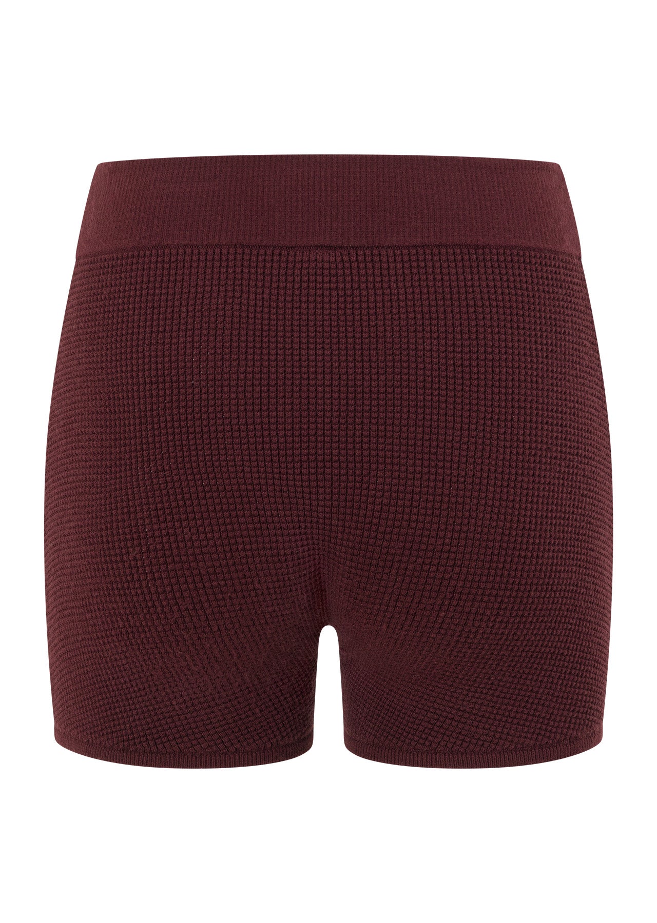 Lorna Jane Take It Easy Waffle Knit 7cm Cheeky Shorts - Cranberry