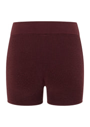 Lorna Jane Take It Easy Waffle Knit 7cm Cheeky Shorts - Cranberry