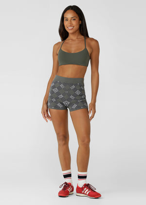Lorna Jane Bambi Check Knit 5cm Cheeky Shorts - Bambi Check