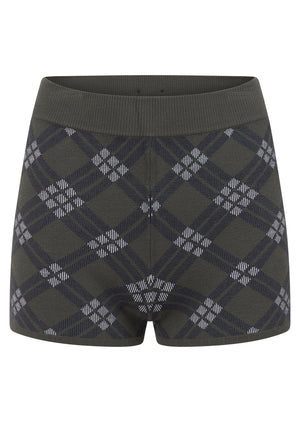 Lorna Jane Bambi Check Knit 5cm Cheeky Shorts - Bambi Check