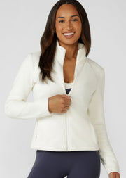 Lorna Jane Amy Polar Fleece Zip Through Jacket - Cream