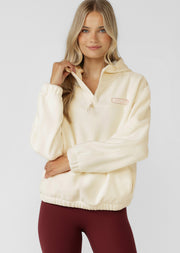 Lorna Jane Nova Polar Fleece Quarter Zip Hoodie - Cream
