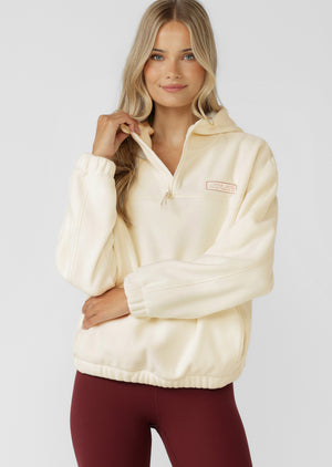 Lorna Jane Nova Polar Fleece Quarter Zip Hoodie - Cream