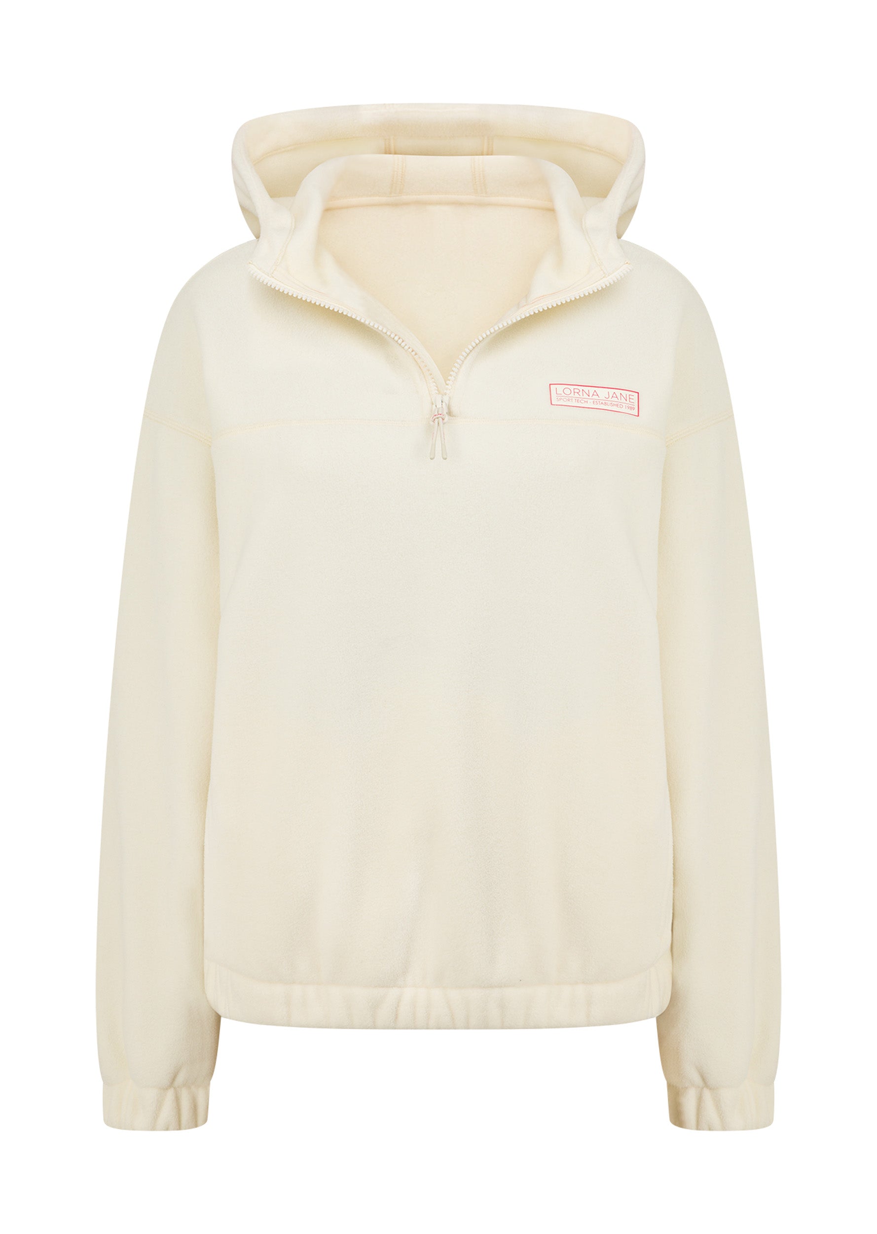 Lorna Jane Nova Polar Fleece Quarter Zip Hoodie - Cream