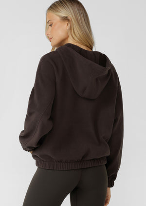 Lorna Jane Nova Polar Fleece Quarter Zip Hoodie - Volcano