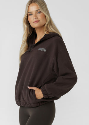 Lorna Jane Nova Polar Fleece Quarter Zip Hoodie - Volcano