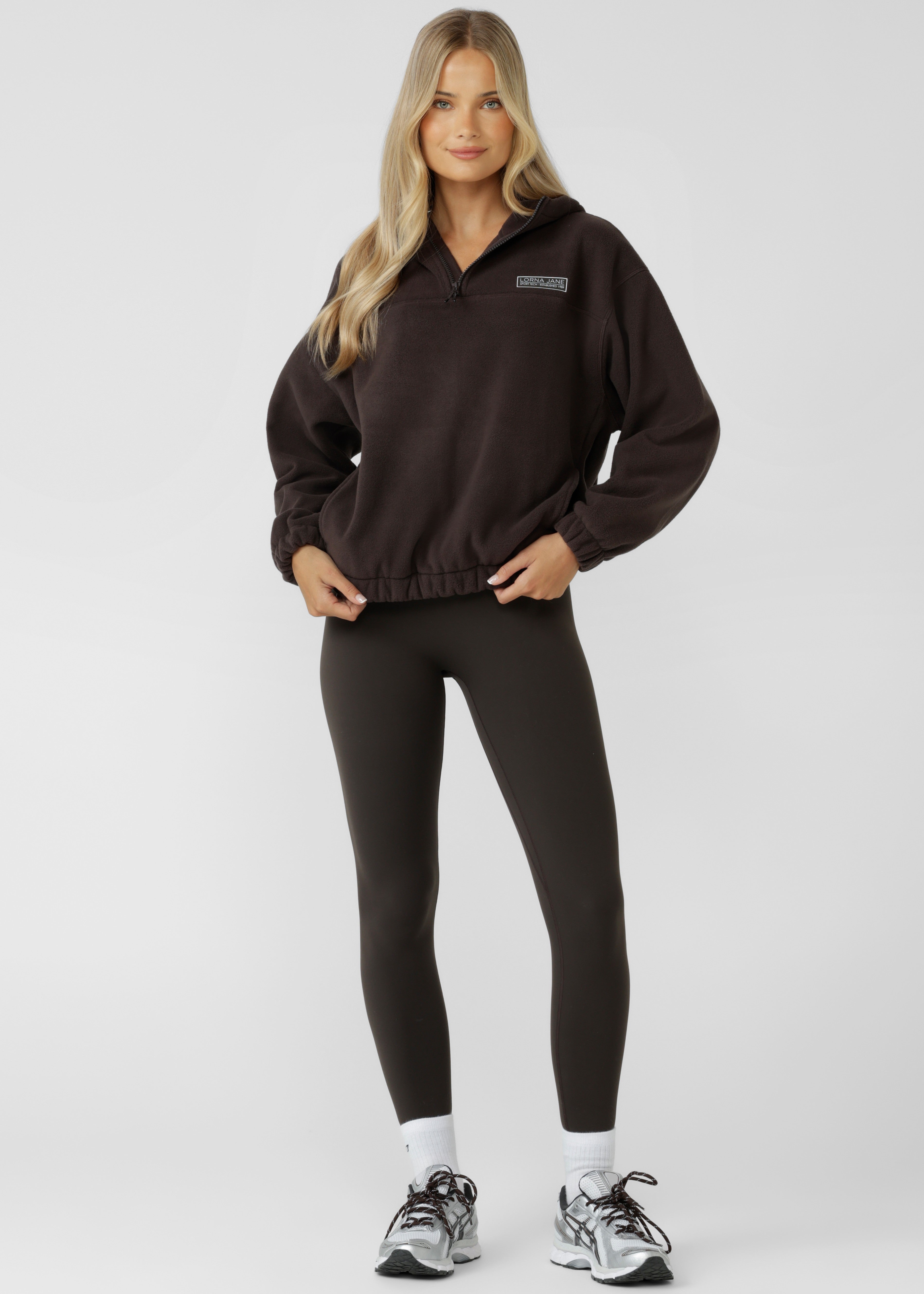 Lorna Jane Nova Polar Fleece Quarter Zip Hoodie - Volcano