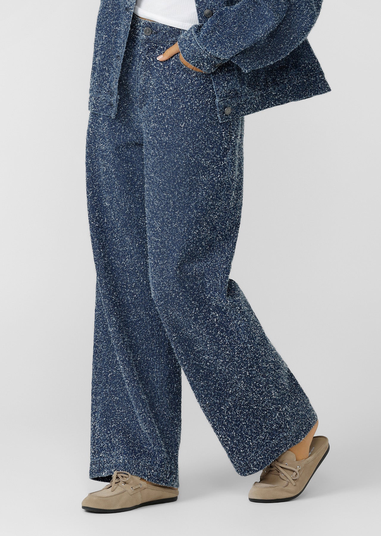 Lorna Jane Valentina Boucle Denim Pants - Dark Blue Boucle Denim