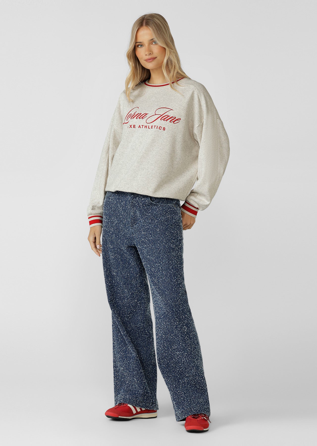Lorna Jane Valentina Boucle Denim Pants - Dark Blue Boucle Denim
