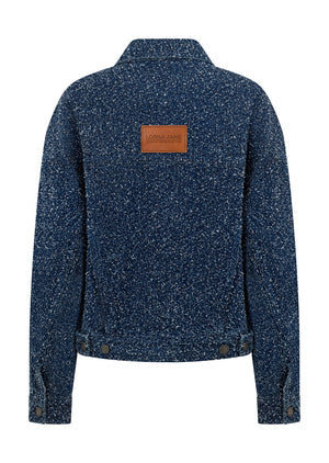 Lorna Jane Valentina Boucle Denim Jacket - Dark Blue Boucle Denim